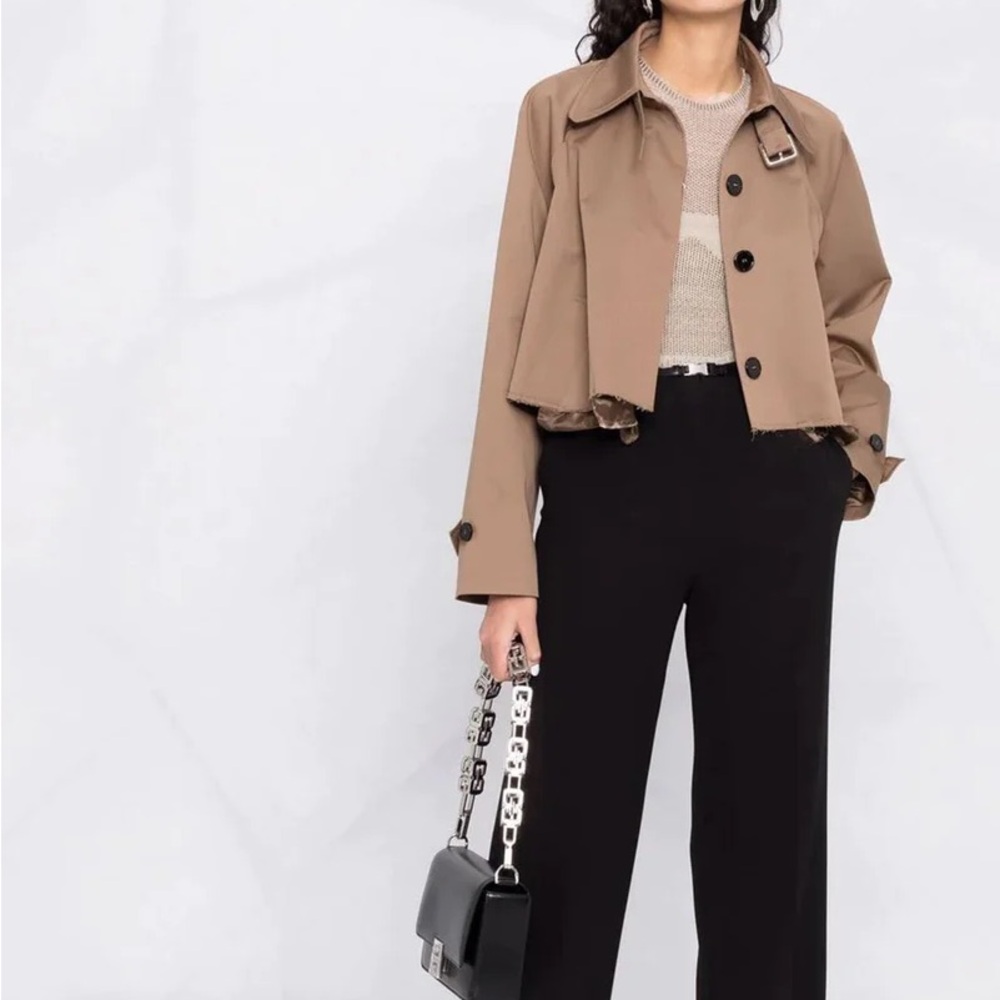 MM6 Masion margiela Raw-Cut Hem Cropped Jacket - Picture 3 of 6